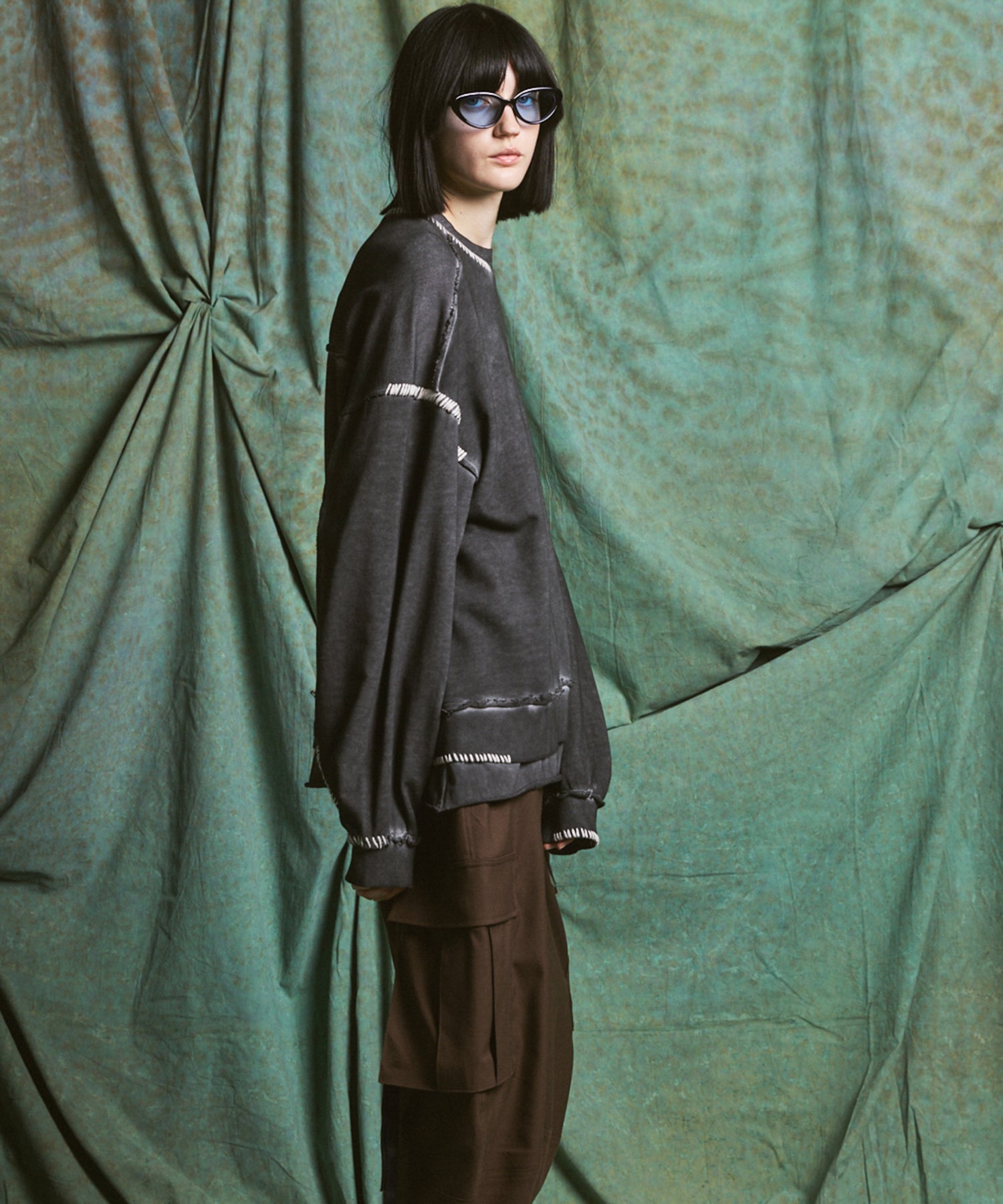 【PRE-ORDER】Heavy-Weight Sweat Embroidery Damage Over-Dye Crew Neck Pullover