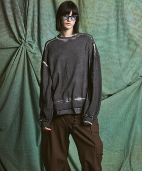 【PRE-ORDER】Heavy-Weight Sweat Embroidery Damage Over-Dye Crew Neck Pullover