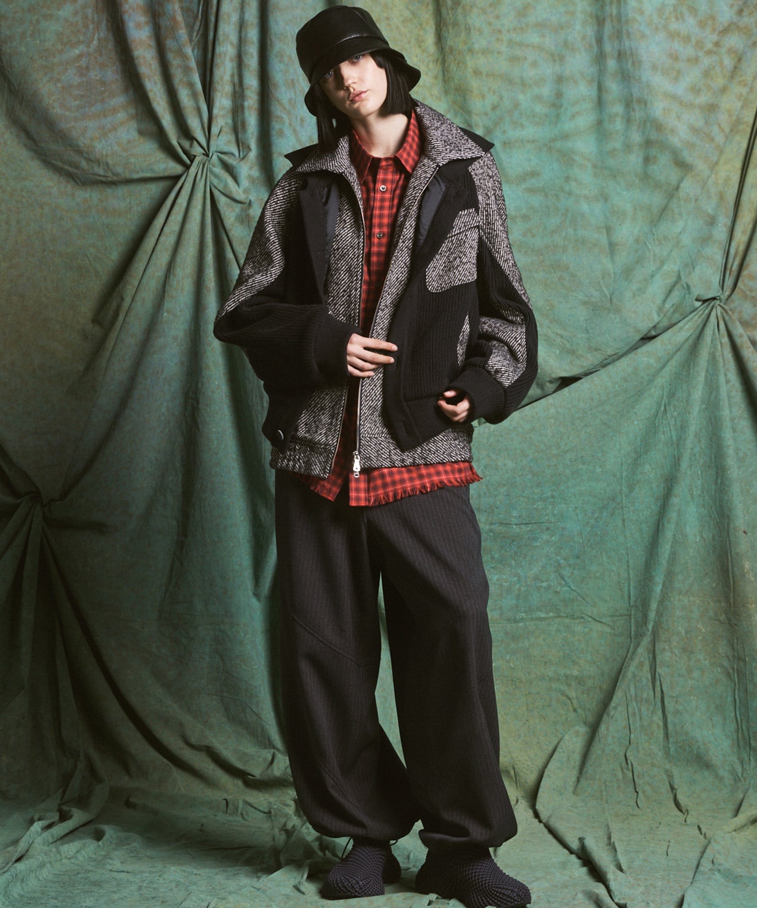 【26AW PRE-ORDER】ニットレイヤリングプライムオーバーツイードブルゾン