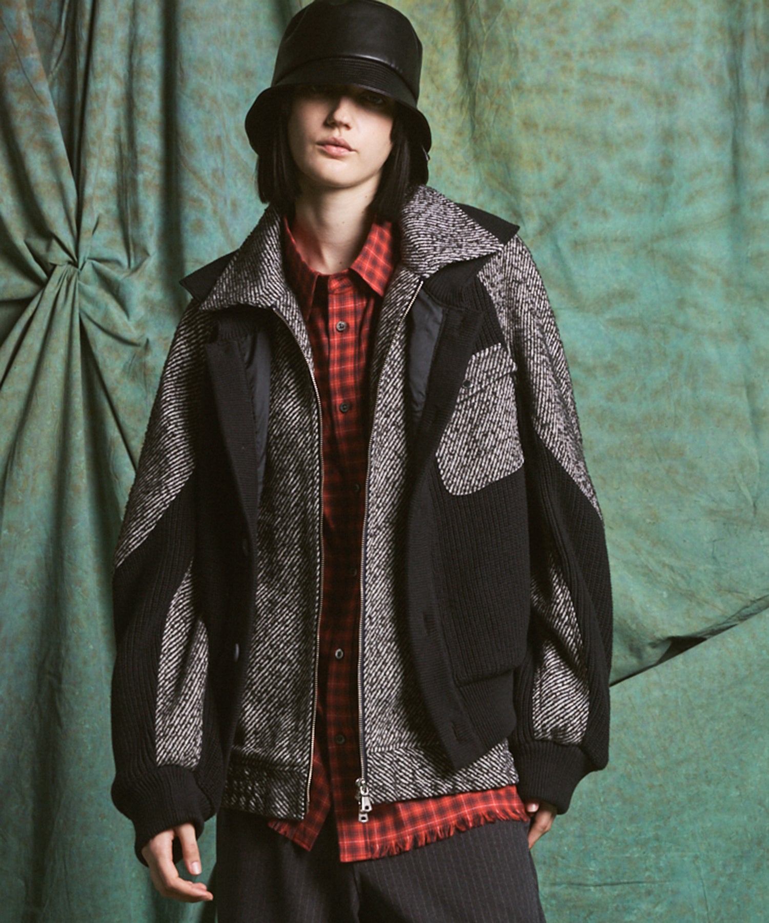 【26AW PRE-ORDER】ニットレイヤリングプライムオーバーツイードブルゾン