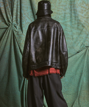 【26AW PRE-ORDER】Sheep Leather Prime-Over Single Riders Collared Jacket