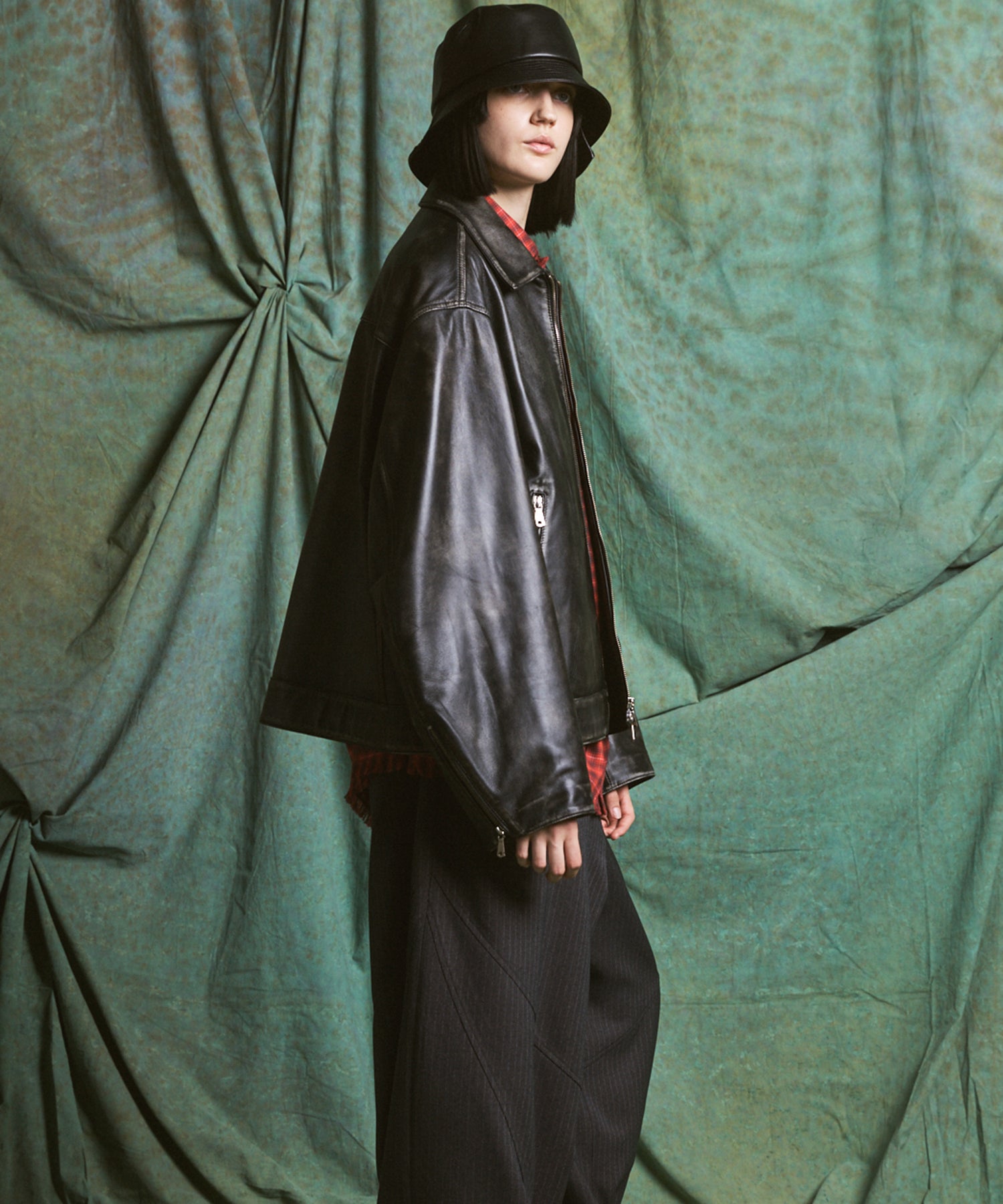 【26AW PRE-ORDER】Sheep Leather Prime-Over Single Riders Collared Jacket