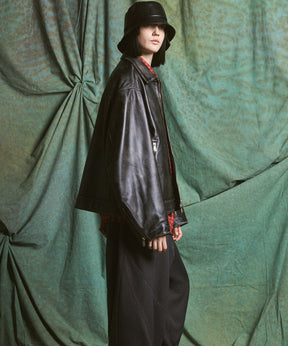 【26AW PRE-ORDER】Sheep Leather Prime-Over Single Riders Collared Jacket