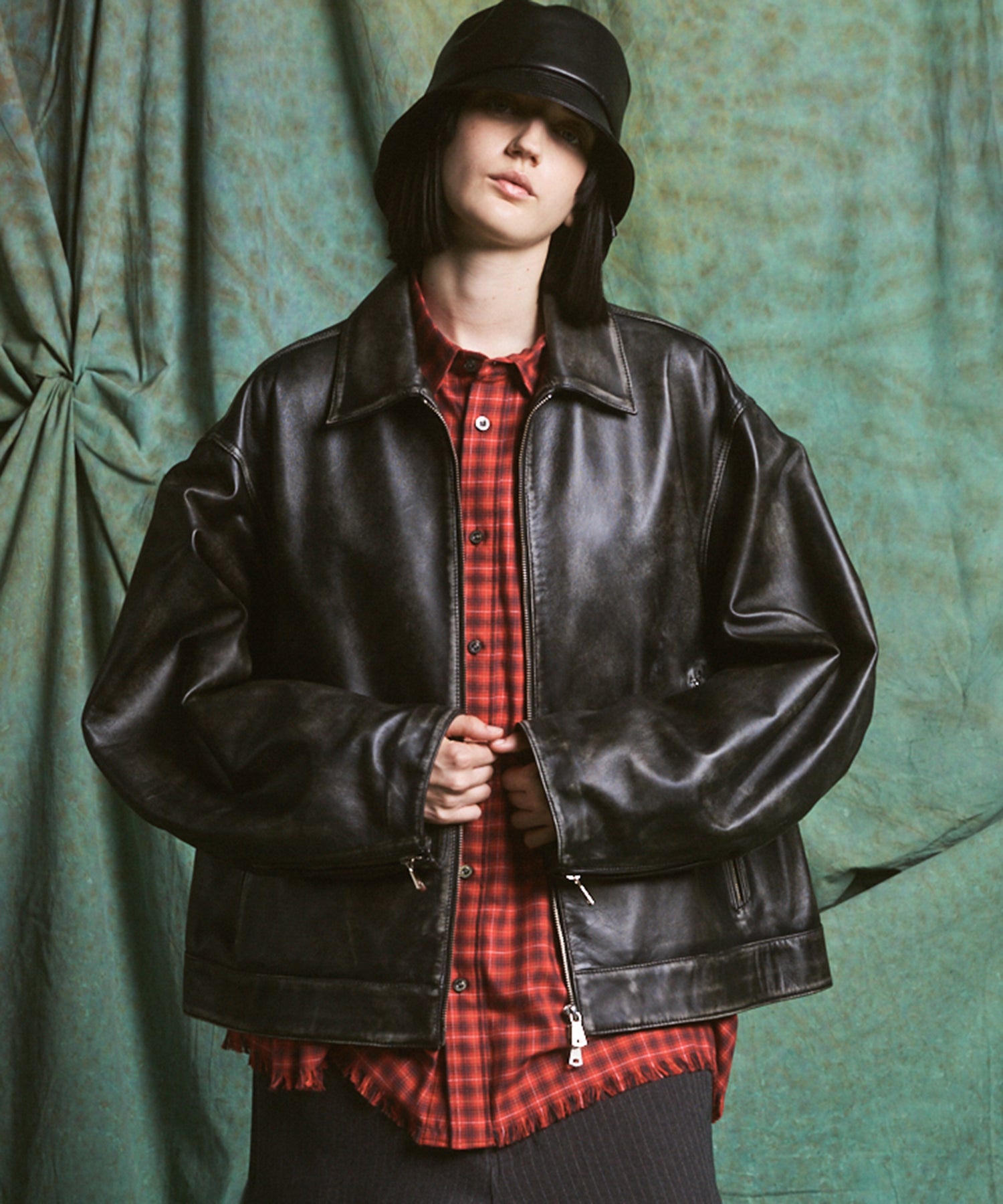 【26AW PRE-ORDER】Sheep Leather Prime-Over Single Riders Collared Jacket