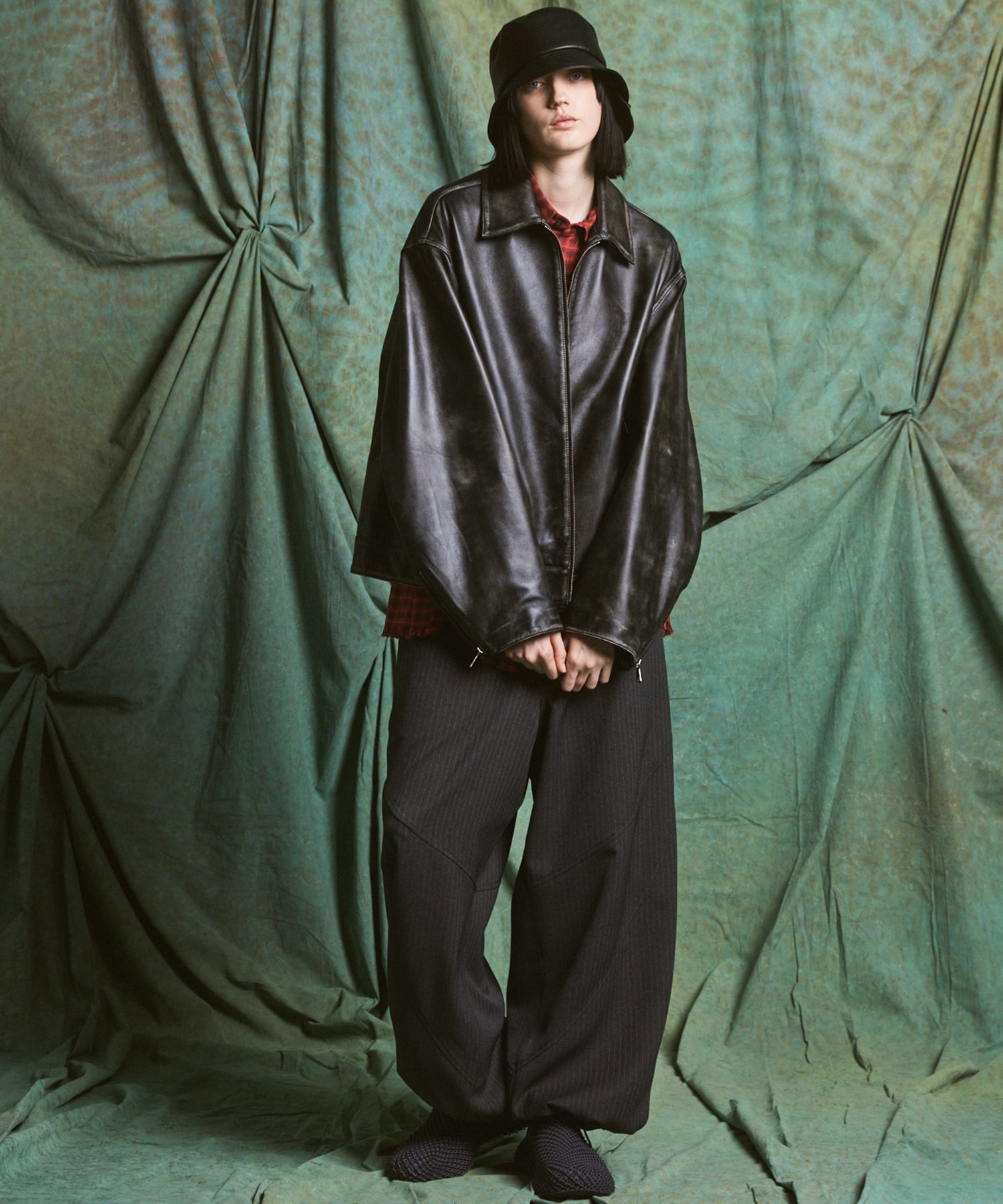 【26AW PRE-ORDER】Sheep Leather Prime-Over Single Riders Collared Jacket