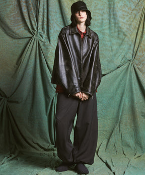 【26AW PRE-ORDER】Sheep Leather Prime-Over Single Riders Collared Jacket