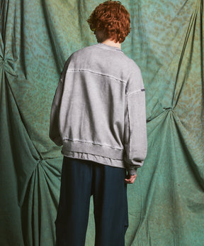 【PRE-ORDER】Heavy-Weight Sweat Embroidery Damage Over-Dye Crew Neck Pullover