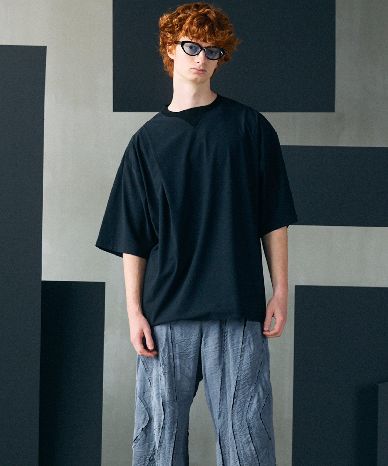 [26SS PRE-ORDER]Birdseye Jersey Mesh Prime-Over Henry Neck Short-sleeved T-shirt