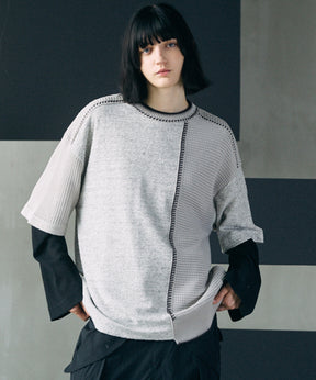 [26SS PRE-ORDER]Birdseye Jersey Mesh Prime-Over Henry Neck Short-sleeved T-shirt