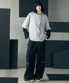 [26SS PRE-ORDER]Birdseye Jersey Mesh Prime-Over Henry Neck Short-sleeved T-shirt