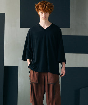 【26SS PRE-ORDER】Birdseye Jersey Mesh Prime-Over Henry Neck Short-sleeved T-shirt