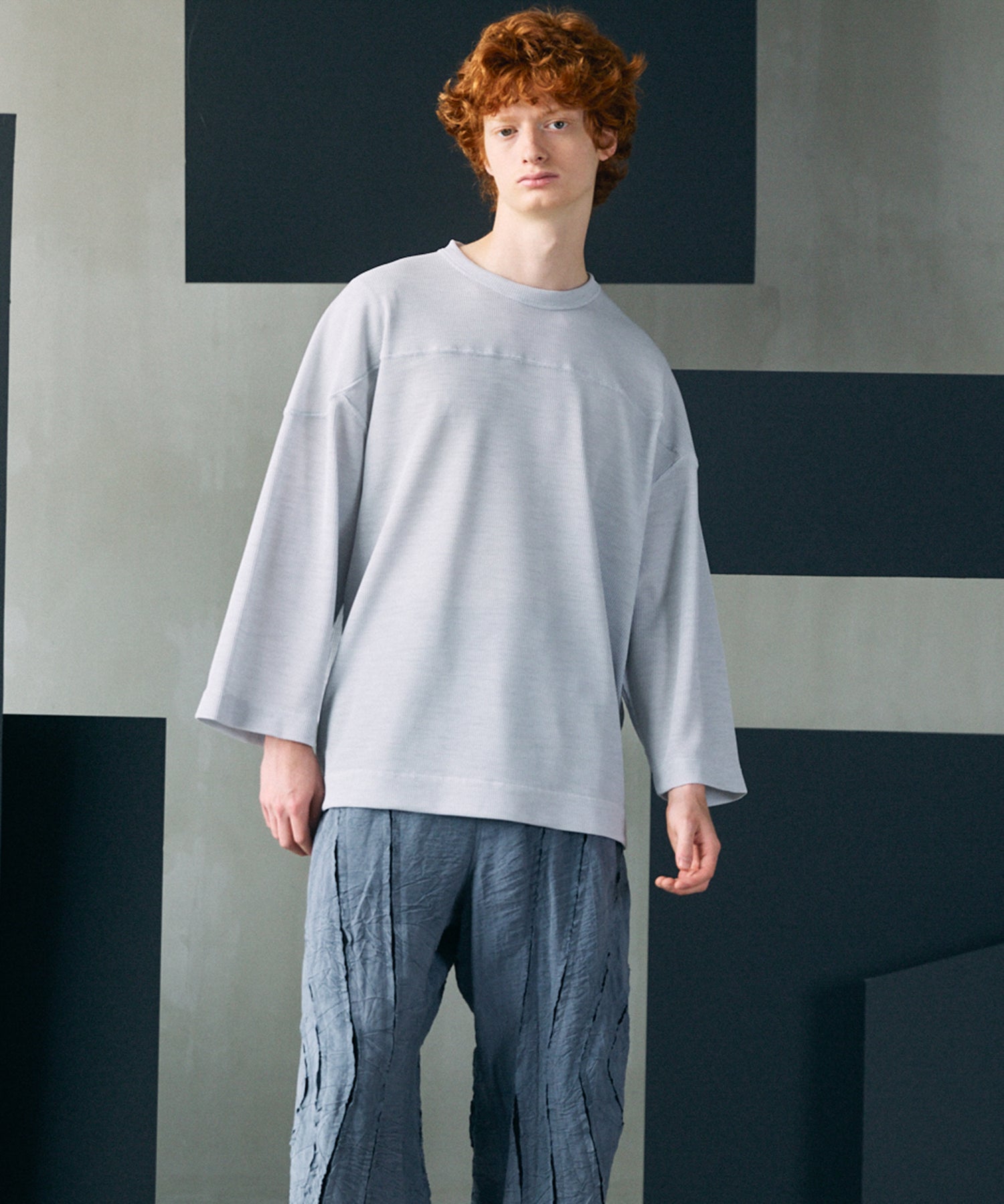 [26SS PRE-ORDER]Birdseye Jersey Mesh Prime-Over Henry Neck Short-sleeved T-shirt