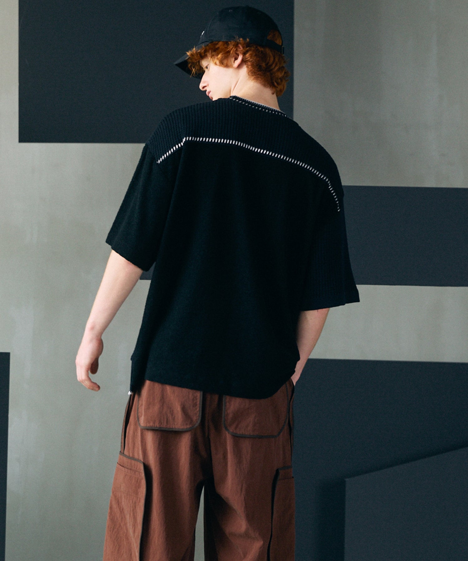 [26SS PRE-ORDER]Birdseye Jersey Mesh Prime-Over Henry Neck Short-sleeved T-shirt