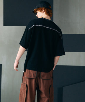 [26SS PRE-ORDER]Birdseye Jersey Mesh Prime-Over Henry Neck Short-sleeved T-shirt
