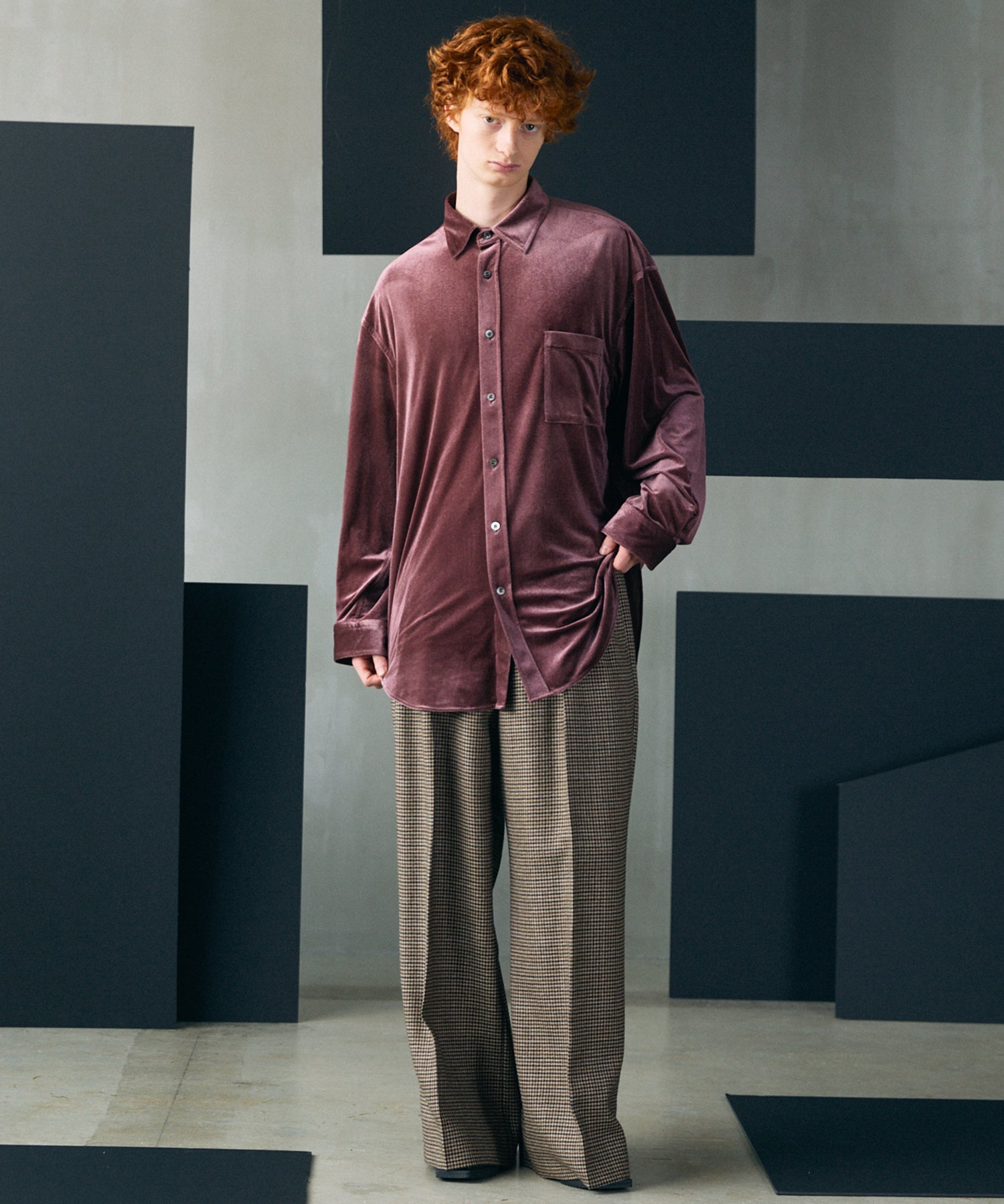 [Italian Dead Stock Fabric] Prime-Over Regular Collar Long Sleeve Shirt