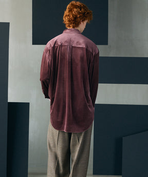 【26AW PRE-ORDER】Glossy Velour Prime-Over Long Sleeve Shirt Coat