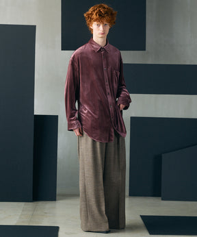 【26AW PRE-ORDER】Glossy Velour Prime-Over Long Sleeve Shirt Coat