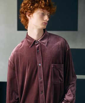 【26AW PRE-ORDER】Glossy Velour Prime-Over Long Sleeve Shirt Coat