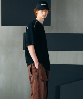 [26SS PRE-ORDER]Birdseye Jersey Mesh Prime-Over Henry Neck Short-sleeved T-shirt