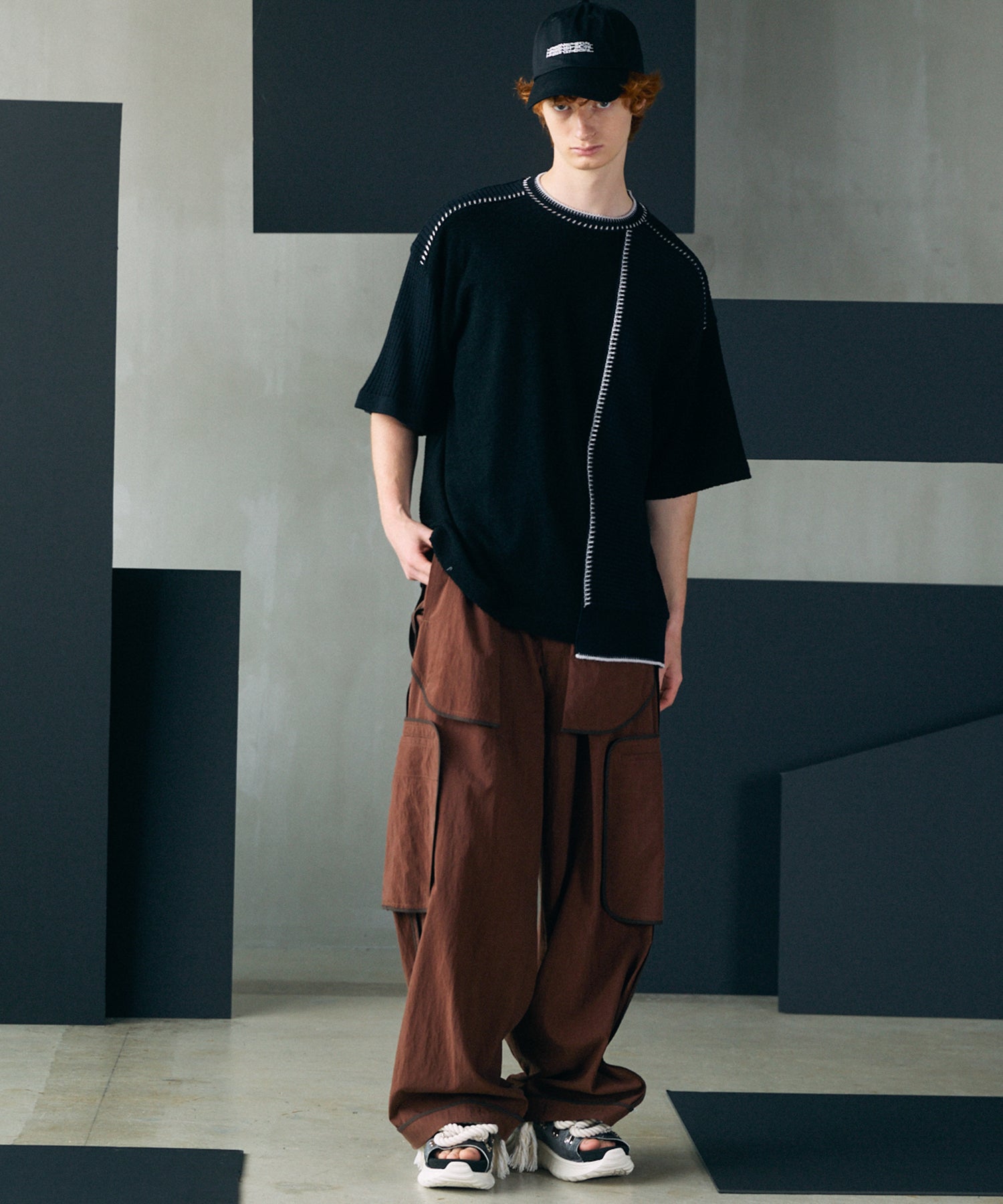 [26SS PRE-ORDER]Birdseye Jersey Mesh Prime-Over Henry Neck Short-sleeved T-shirt