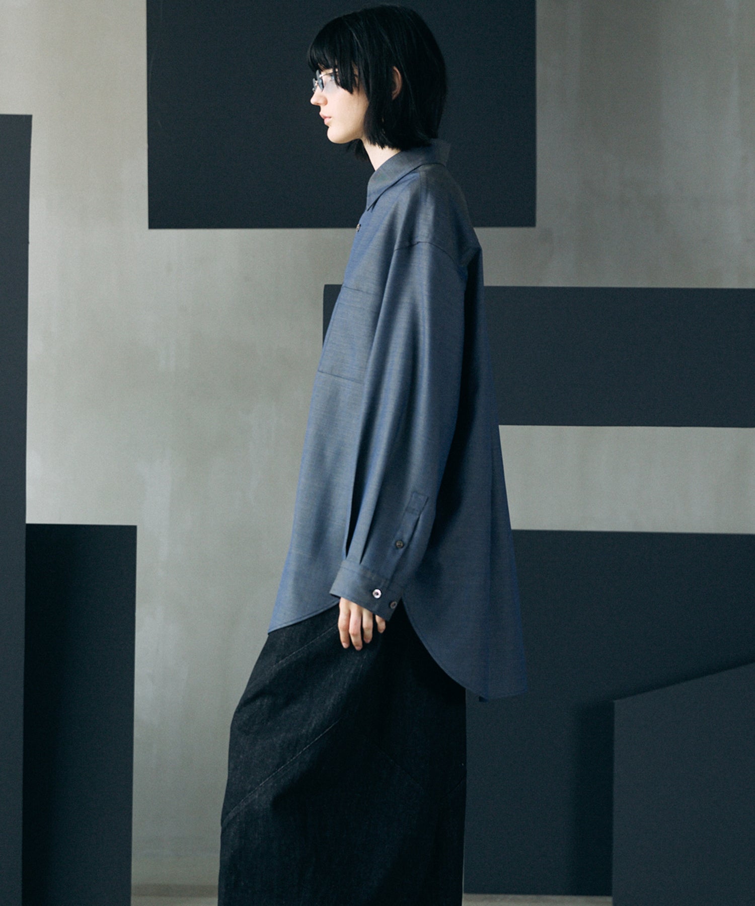 4 Colors Chambray Washable Wool Prime-Over Regular Collar Shirt Coat