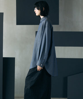 4 Colors Chambray Washable Wool Prime-Over Regular Collar Shirt Coat