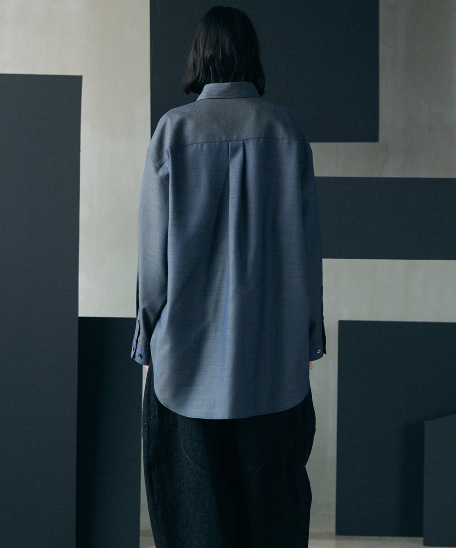 4 Colors Chambray Washable Wool Prime-Over Regular Collar Shirt Coat