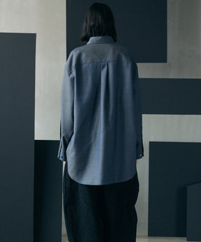 4 Colors Chambray Washable Wool Prime-Over Regular Collar Shirt Coat