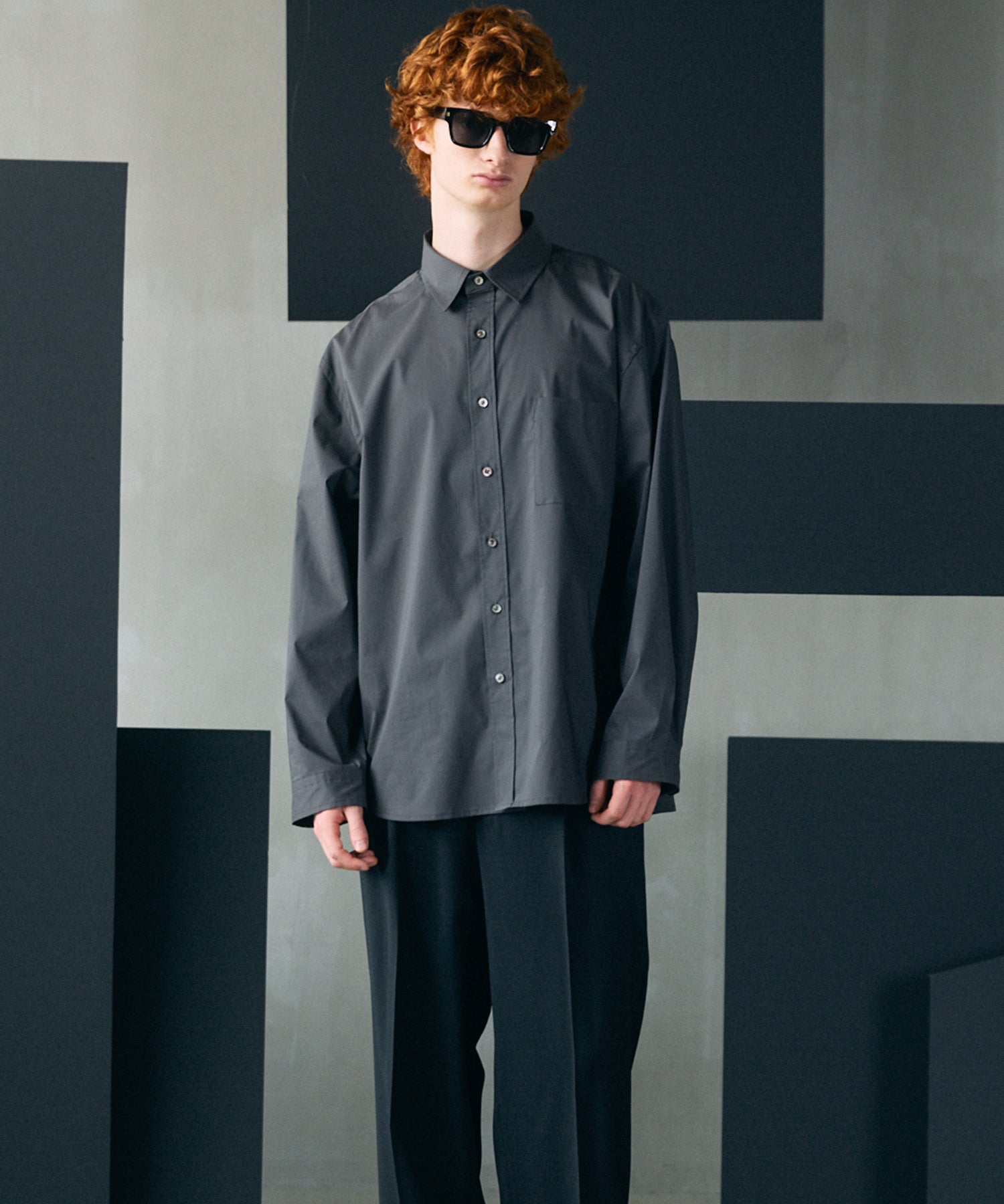 Airy Striped Gabardine Prime-Over Short-sleeved Shirt