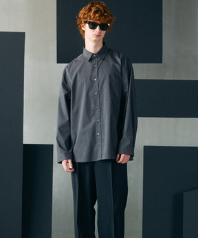 Airy Striped Gabardine Prime-Over Short-sleeved Shirt