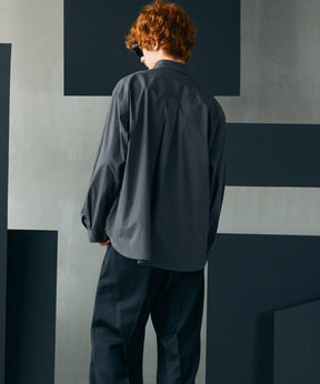 Airy Striped Gabardine Prime-Over Short-sleeved Shirt