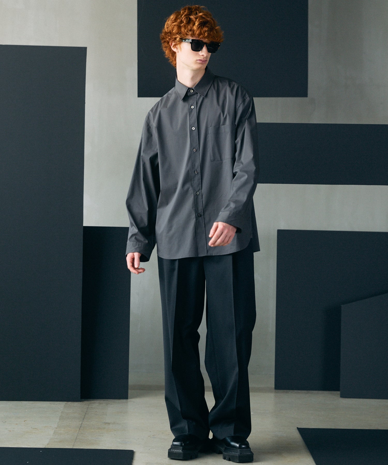 Airy Striped Gabardine Prime-Over Short-sleeved Shirt
