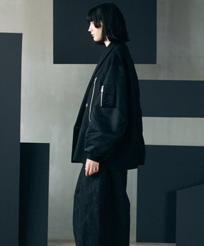 【26AW PRE-ORDER】Prime-Over MA-1 Sleeve Double Breasted Curved Zip Tailored Jacket