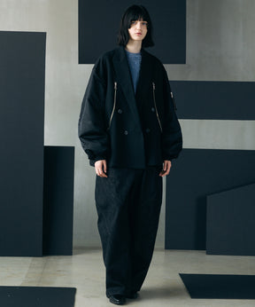 【26AW PRE-ORDER】Prime-Over MA-1 Sleeve Double Breasted Curved Zip Tailored Jacket