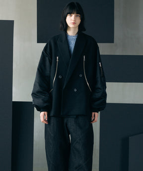 【26AW PRE-ORDER】Prime-Over MA-1 Sleeve Double Breasted Curved Zip Tailored Jacket