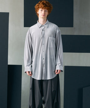 【26AW PRE-ORDER】Glossy Velour Prime-Over Long Sleeve Shirt Coat