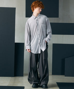 【26AW PRE-ORDER】Glossy Velour Prime-Over Long Sleeve Shirt Coat