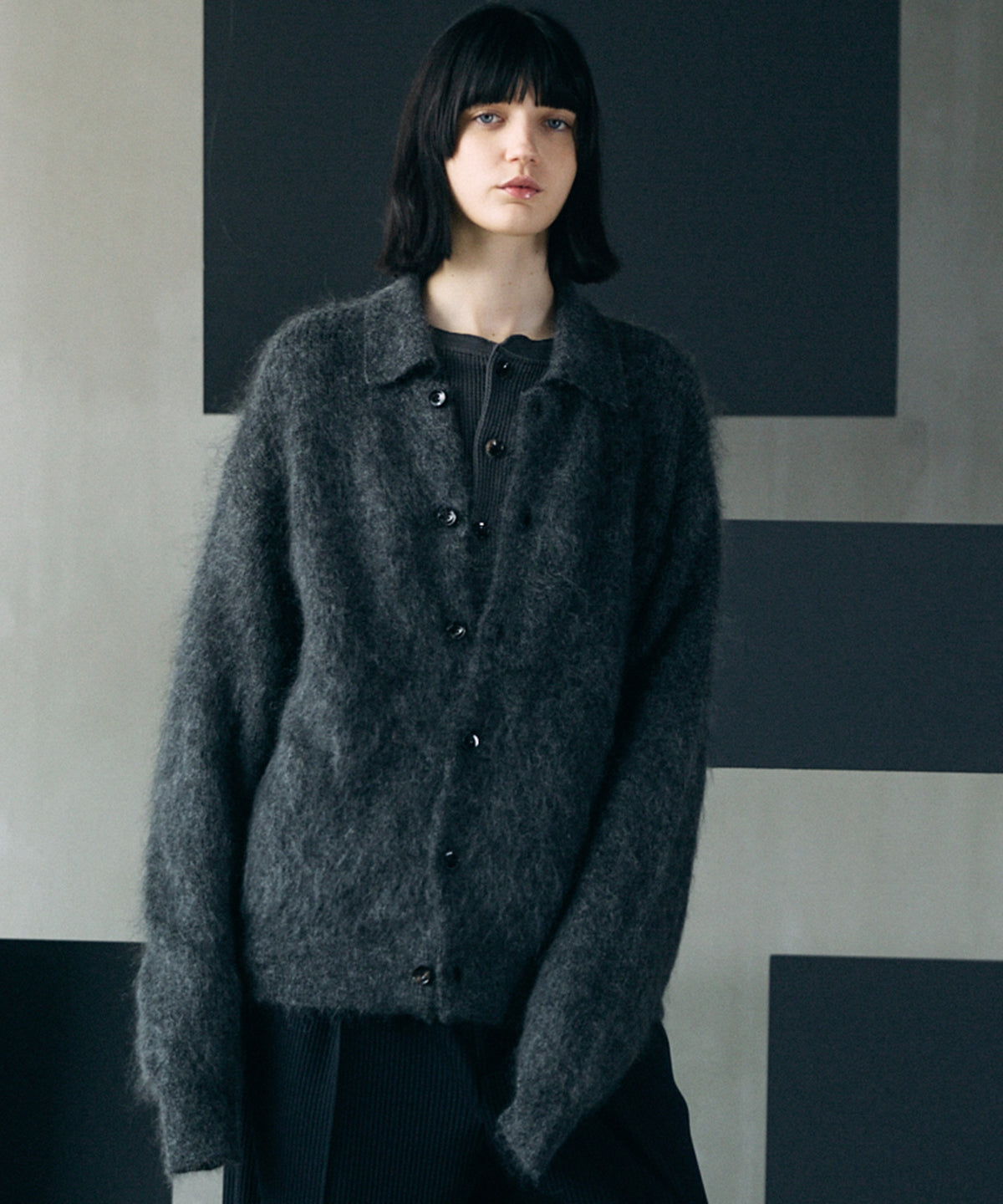 【26AW PRE-ORDER】キッドモヘヤプライムオーバー襟付きカーディガン