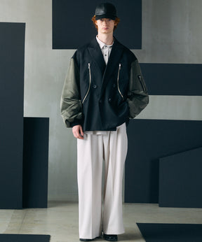 【26AW PRE-ORDER】Prime-Over MA-1 Sleeve Double Breasted Curved Zip Tailored Jacket
