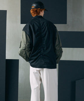 【26AW PRE-ORDER】Prime-Over MA-1 Sleeve Double Breasted Curved Zip Tailored Jacket
