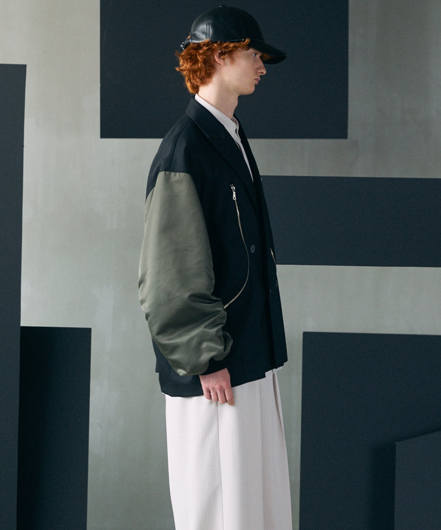 【26AW PRE-ORDER】Prime-Over MA-1 Sleeve Double Breasted Curved Zip Tailored Jacket