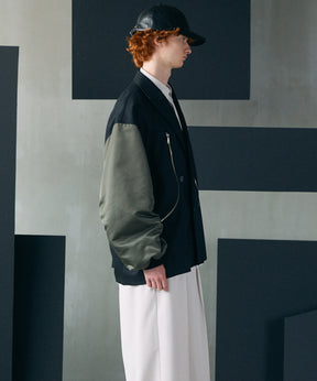【26AW PRE-ORDER】Prime-Over MA-1 Sleeve Double Breasted Curved Zip Tailored Jacket