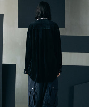 【26AW PRE-ORDER】Glossy Velour Prime-Over Long Sleeve Shirt Coat