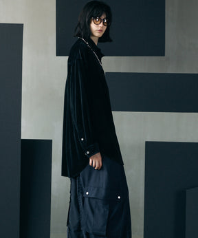 【26AW PRE-ORDER】Glossy Velour Prime-Over Long Sleeve Shirt Coat