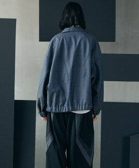 【26AW PRE-ORDER】4 Colors Chambray Washable Wool Prime-Over Switching Stand Collar Blouson