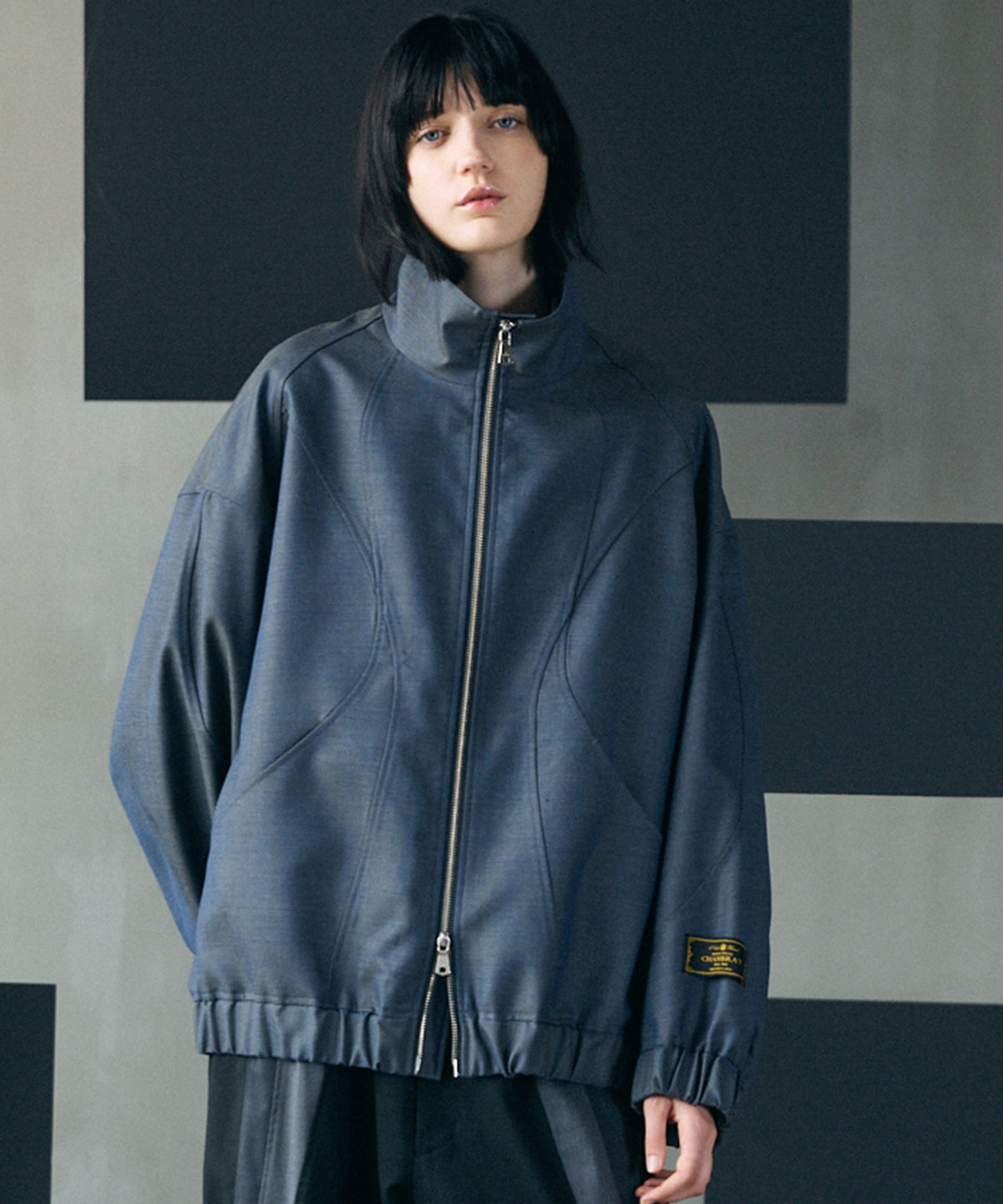 【26AW PRE-ORDER】4 Colors Chambray Washable Wool Prime-Over Switching Stand Collar Blouson