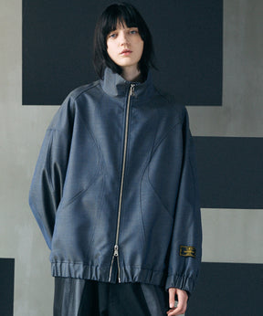 【26AW PRE-ORDER】4 Colors Chambray Washable Wool Prime-Over Switching Stand Collar Blouson