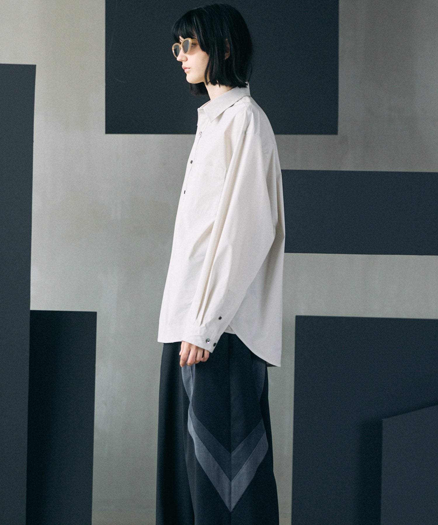 Airy Striped Gabardine Prime-Over Short-sleeved Shirt