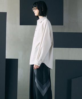 Airy Striped Gabardine Prime-Over Short-sleeved Shirt