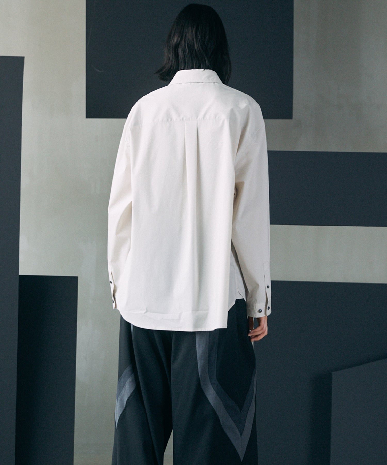 Airy Striped Gabardine Prime-Over Short-sleeved Shirt